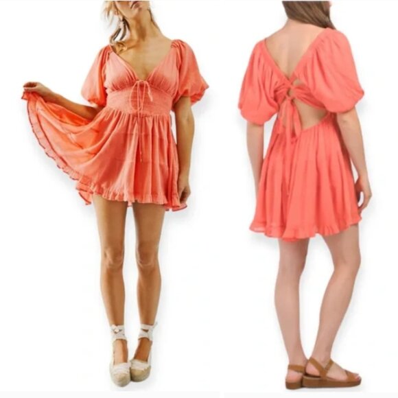 Free People Perfect Day Mini Dress in Watermelon Small - Picture 1 of 16